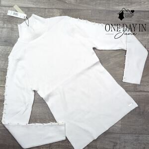 Tahari Beaded Sleeve Ribbed Long Sleeve Sweater Size XL